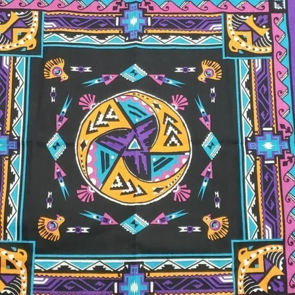 Vintage‎ Wamcraft Aztec Western Print Bandana Made In USA